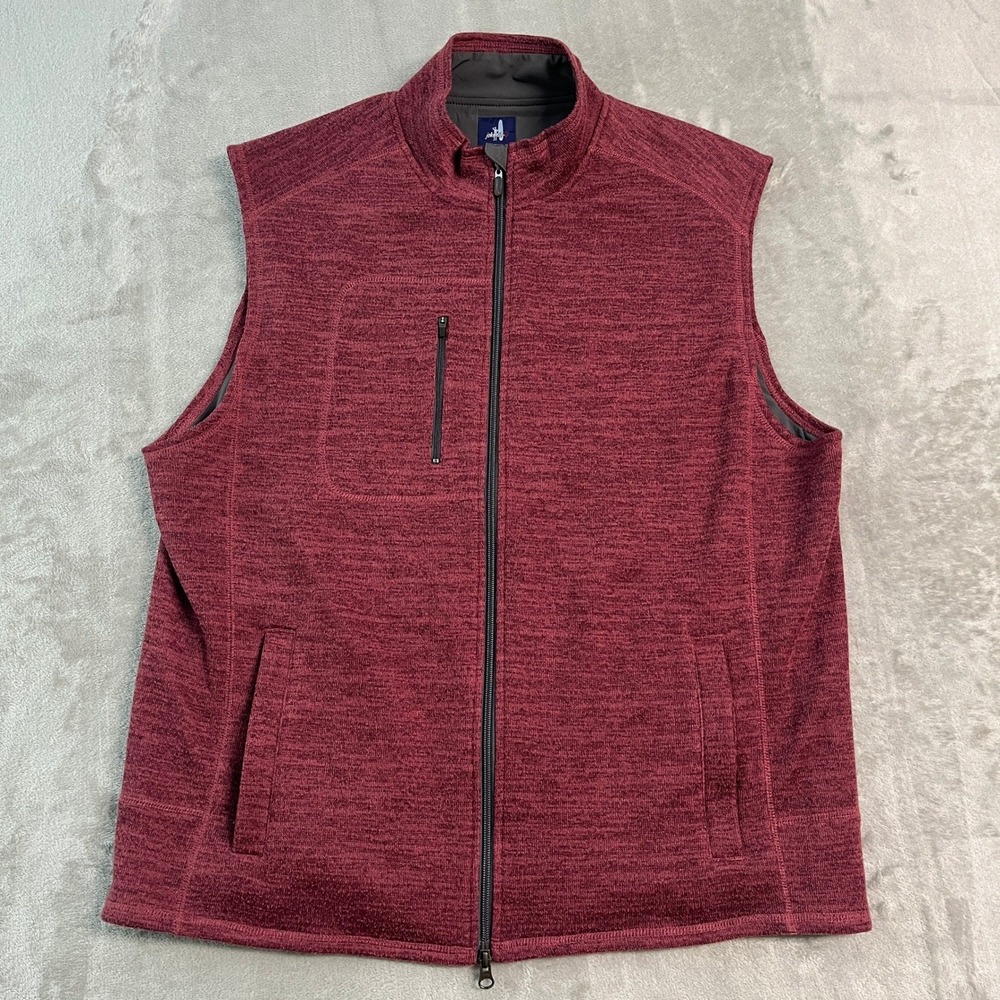 Johnnie-O Mens XL Tahoe Rosewood Full Zip Marled Sweater Vest Knit Golf Preppy